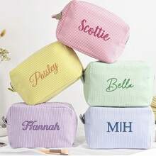 Túi đựng mỹ phẩm bằng vải tuyn thêu tên theo yêu cầu, túi đựng mỹ phẩm du lịch kết hợp chữ cái, quà tặng cho bé gái, quà tặng tinh tế, túi đựng mỹ phẩm bằng vải tuyn thêu tên, túi đựng đồ vệ sinh cá nhân theo yêu cầu, túi đựng mỹ phẩm du lịch tùy chỉnh, túi đựng mỹ phẩm tùy chỉnh cho bé gái, quà sinh nhật, văn phòng phẩm, đồ dùng lưu trữ, nhẹ, có thể gấp gọn - Nhiều màu - Xem 5