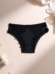Paquete de 5 bragas de mujer con encaje de talle bajo sin costuras, calzones de seda con diseño calado - Multicolor 2 - Ver 4