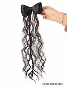 Búi tóc giả kiểu nơ với tua rua xoăn, chịu nhiệt, phụ kiện tóc giả tự nhiên, kẹp tóc nơ bông xù, dụng cụ tạo kiểu tóc giả. - Nhiều màu - Xem 8