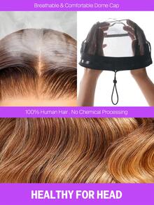 MEGALOOK Glueless 13x6 Lace Front Wig Human Hair Body Wave Ombre Brown Highlight Glueless Wigs 100% Virgin Human Hair Breathable Cap Adjustable Drawstring For Women - Multicolor - View 8