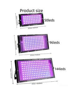 50/96/144 LED 黑光灯，金属紫外线泛光灯，USB供电，开关控制，适用于万圣节/圣诞节派对、人体彩绘、荧光霓虹装饰、家居照明装饰 - 彩色 - 查看 5