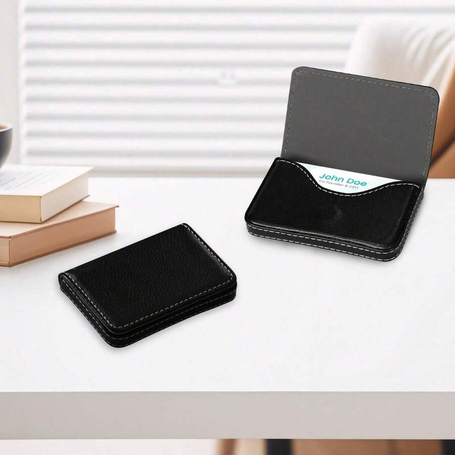 PU Leather Texture With Magnetic Design, Convenient For Storing Cards, ID Cards And Notes. - Pink - View 1