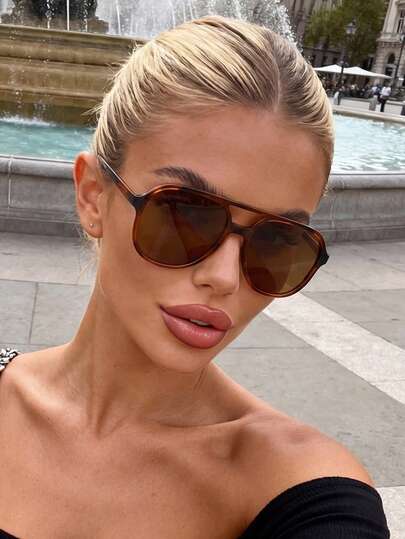 一副男女通用飞行员款太阳镜，高端休闲，沙滩配饰，女士夏季海滩度假及户外旅行眼镜，适合外出和返校季佩戴