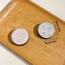 蝴蝶结图案圆形3D手机支架，一体式可折叠伸缩手机支架 - 彩色 - 查看 2