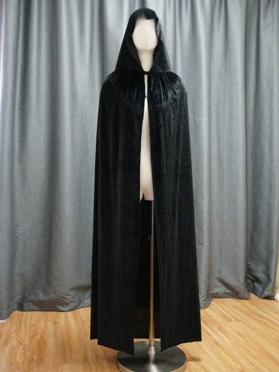 Women's Hooded Cloak, Witch/Wizard Costume - Black - View 1