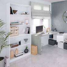 Miroytengo Estante de escritório Artik moderna e branca com 5 prateleiras, 201x80x28 cm, em melamina. Ideal para sala de estar, sala de jantar e quarto. Design simples e versátil. Kit de montagem incluído, itens decorativos não incluídos.. - Branco - Ver 6