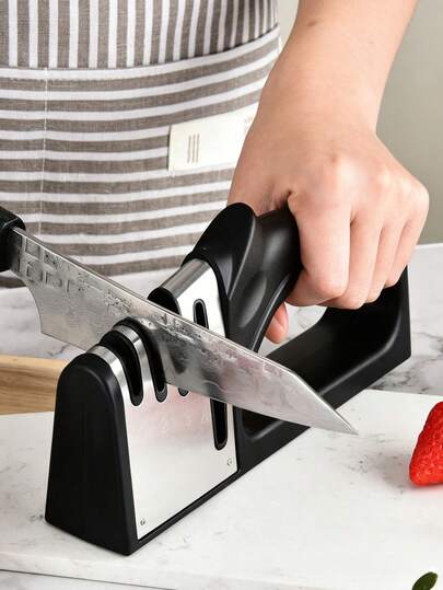 1pc 4-In-1 Knife Sharpener, High-Quality Polished Blades, Suitable For Ceramic Knives, Steel Knives, Scissors, Kitchen Tools, Household Essential, Student Supplies