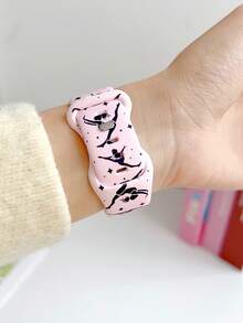 1pc Pink Dance Girl Pattern Printed Silicone Watch Strap Compatible With Apple Watch Band 38mm 40mm 41mm 42mm 44mm 45mm 49mm (S10 42)Mm (S10 46)Mm Women, Fashionable Cute Soft Silicone Sports Watch Strap Bands Compatible With Iwatch Series Ultra 2 S10 SE 9 8 7 SE 6 5 4 3 2 1, Suitable For Outfits, Daily Wear, Holidays - Pink - View 5