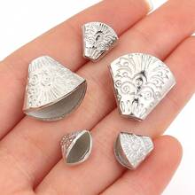 50/100 piezas/paquete Cuentas con borla CCB, Conectores de colgante con tapa de flor de plástico chapado en plata vintage, Accesorios de joyería DIY - Sombrero con borlas - Ver 3