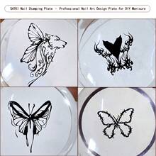 Nail Art Stamping Plate, Butterfly Wing Liquid Nail Decals, Bowknot Nail Stamp Template, Transparent Nail Stamping Silicone Stamp, Nail Art Tools - Apricot - View 2