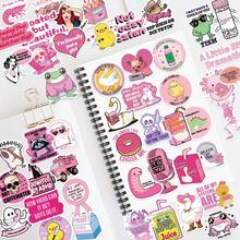 50 piezas Pegatinas rosas lindas para decorar planificador, diario, álbum de recortes, funda de teléfono, teclado, cuaderno, guitarra, casco, monopatín, sobre, taza - Ver 10