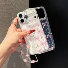 1 Set Plum Blossom Bracelet + Bow & Heart Pattern Cushion Phone Case, Suitable As Birthday Or Christmas Gift For Couples, Girlfriends, Daughters, Teenagers, Compatible With Samsung Models - Clear - View 5