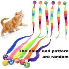 2pcs Magic Worm Cat Toys - Interactive Indoor Cat Game Balls, Durable Polyester Material Pet Toys, Random Color - Multicolor - View 3