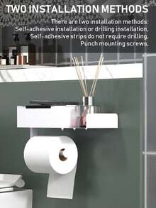 No-Drill Bathroom Toilet Paper Holder-Over-The-Toilet Organizer With Strong Self-AdhesiveSpace-Saving Toilet Paper Roll Storage,For Bathroom,Powder Room,Or Commercial Restrooms-Modern Bathroom Storage Solution,Toilet Paper Storage - Multicolor - View 9