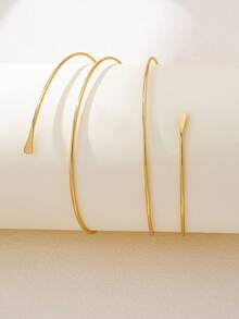 Minimalist Gold Wire Anklet, Dainty Three-Layer Wrap Ankle Bracelet, Cute Beach Foot Jewelry Accessory-No Gift Box - Yellow Gold - View 3