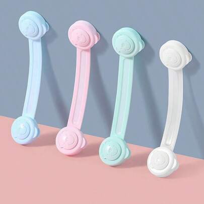 4pcs Bear Design Safety Locks - No Drilling Installation Multifunctional Anti-Pinch Drawer And Cabinet Locks, Suitable For Child Safety Protection, Refrigerator, Dishwasher, Toilet Lid, Oven, Etc. Simple Click-On Installation, Cute And Practical Home Safety Accessories