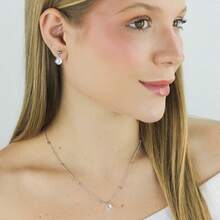 Thin Snake Chain Earrings With Ball Pendant, Women's Set, Hypoallergenic Stainless Steel - Bạc - Xem 3