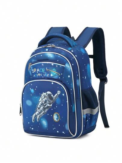 2047 Blue Raised Hand Space Pattern Elementary School Backpack