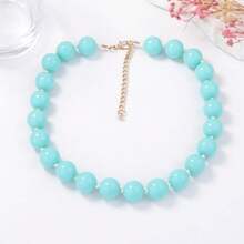 1pc Fashionable Minimalist Versatile Round Acrylic Beaded Necklace, Suitable For Women's Vacation And Daily Wear - Multicolor - View 10