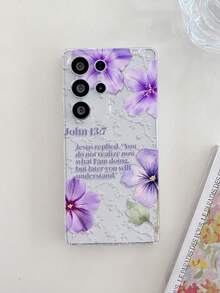 1pc Purple Lily Pattern Android Phone Case, Precise Cutout Camera Protection Suitable For Samsung Galaxy S25 Ultra/Galaxy S24 Ultra/S24/S23 Ultra/A56 5G/A55 5G/A52s 5G/A26 5G, Nothing, Pixel, INFINIX, Xiaomi Redmi Protective Cover - Multicolor - View 3