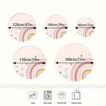 1pc Cartoon City Road Round Carpet, Sweet Rainbow Round Carpet, Pink Heart Colorful Dot Modern Round Area Rug, Educational Game Mat, Letter Number Animal Fruit Shape Learning Decorative Round Rug, Modern Round Area Rug, Pattern, Carpet, Decorative Carpet, Bedroom Decor, Small Rug, Carpet, Home Decor - Multicolor - View 6