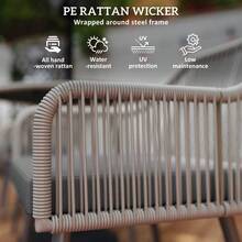 4 Seater Rattan Dining Set Rattan Garden Furniture Set With Parasol Hole Cushions Glass Top Table For Patio Balcony Light Brown - Light Brown - View 5