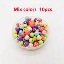10/100pcs 10mm Acrylic Round Spacer Beads - Multicolor Star Shaped Round Hole Decorative Beads, Suitable For DIY Jewelry Making, Bracelets, Necklaces, Keychains, Necklace Decorations, Interesting Design With Glossy Effect - Multicolor - View 8