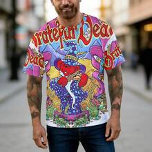 Wizard Bear Graphic Summer Cotton T Shirt Bohemian & Retro Style, Round Neck Short Sleeve, Slight Stretch, Leisure Comfort. - màu đen - Xem 9
