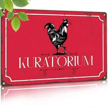 1 biển hiệu kim loại cổ điển "Kuratorium" hình gà trống - 8 x 12 inch, tranh treo tường phong cách nhà nông, trang trí nhà kho hoặc nhà bếp - Tranh treo tường khẩu hiệu hài hước tiếng Ba Lan, trang trí nhà nông | Biển hiệu khẩu hiệu vui nhộn | Tranh treo tường bền, trang trí hình gà - nhiều màu - Xem 1
