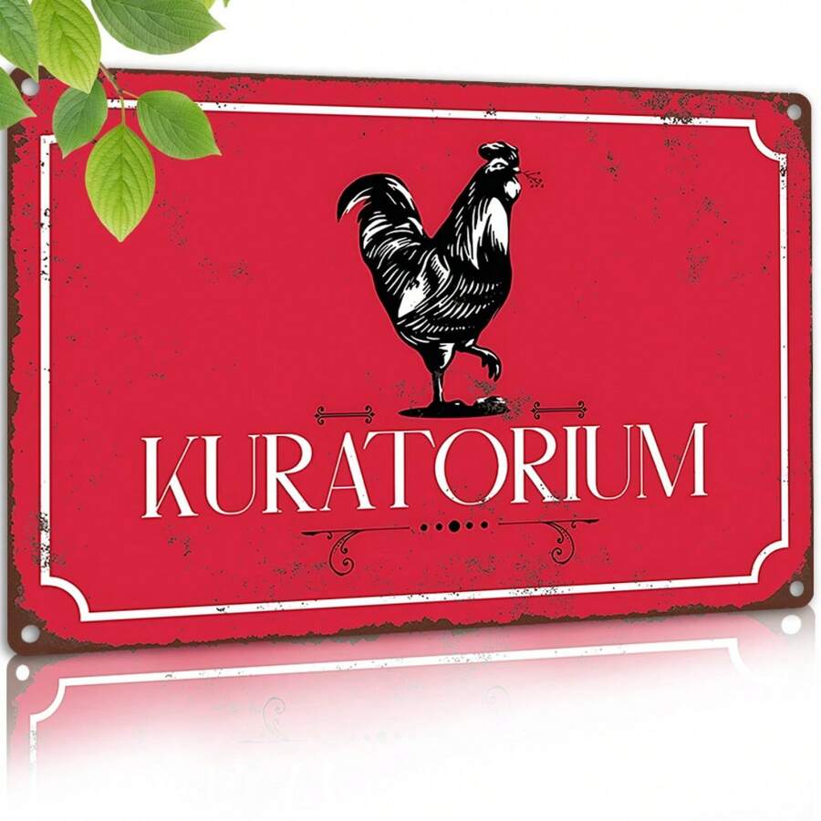 1 biển hiệu kim loại cổ điển "Kuratorium" hình gà trống - 8 x 12 inch, tranh treo tường phong cách nhà nông, trang trí nhà kho hoặc nhà bếp - Tranh treo tường khẩu hiệu hài hước tiếng Ba Lan, trang trí nhà nông | Biển hiệu khẩu hiệu vui nhộn | Tranh treo tường bền, trang trí hình gà - nhiều màu - Xem 1