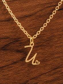 1件装26字母设计心形吊坠项链，母亲节礼物，送朋友的礼物 - 款式1 - 查看 18