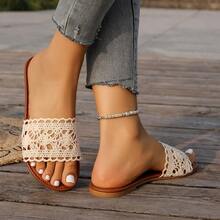 Nuevas sandalias de playa minimalistas, cómodas y ligeras con malla hueca, chanclas planas para mujer - Albaricoque - Ver 12