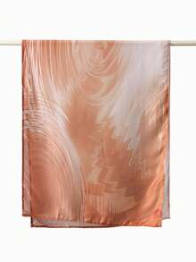 1件装女士水波纹水彩印花头巾，穆斯林防晒头巾，优雅百搭围巾披肩，适合日常佩戴 - 496-橙色 - 查看 9