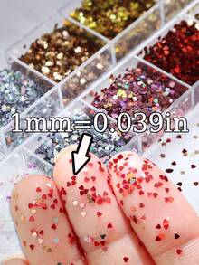 1 Box 1mm Super Mini Heart Star Nail Glitter Sequins, Ultra Small Size Holographic Laser Sparkling, Trending Y2K Aesthetic DIY Nail Art Decor - Multicolor - View 3