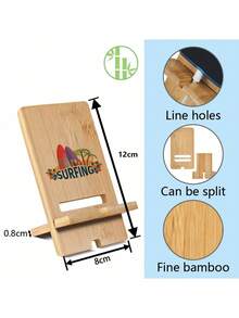 1 Set Customized Surname Initial Wooden Phone Stand, Solid Wood Base Multi-Function Phone/Tablet Desktop Holder With English Letter Logo - Multicolor - View 2