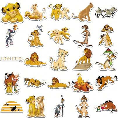 50 pegatinas de El Rey León, recuerdos de fiesta de El Rey León, pegatinas de dibujos animados, pegatinas de Mufasa, pegatinas de leones, pegatinas de Pumba, pegatinas de Zazú, pegatinas resistentes al agua, pegatinas que se pueden usar en libros, diarios, fundas de teléfonos, portátiles, tabletas, botellas de agua, adecuadas como regalos de vacaciones, cumpleaños o pegatinas de recompensa, decoraciones de regalo