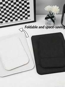 Adjustable Portable Makeup Mirror | Desktop/Handheld Makeup Mirror For Dorm, Office And Home | Minimalist Bathroom Decor - Bright black - View 7