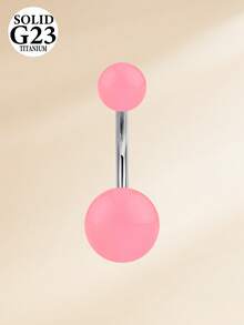 14G钛合金肚脐环 - 粉色圆形锆石肚脐环，女士款，锆石心形蛋白石肚脐穿孔，银粉色 - 銀色 - 查看 4
