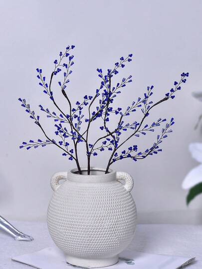 1pc Elegant Blue Faux Crystal Artificial Flower Stem, Creative Lifelike Flower Branch, Mother's Day Gift, Durable & Maintenance-Free, Suitable For Wedding Decor, Holiday Party, Vase Filler, Living Room & Dining Table Home Decor