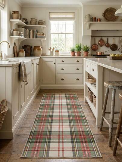 1pc Rug/Carpet/Area Rug/Bath Mat/Bath Rug/Door Mat/Runners/Runner Rug, Nordic Modern Minimalist - Multicolor Plaid Geometric Striped Runner Rug, Suitable For Bathroom, Kitchen, Entryway, Hallway, Bedside, Living Room, Bedroom, Soft & Washable, Home Decor