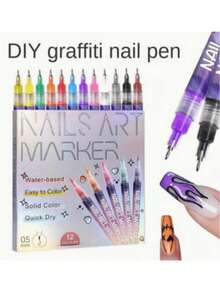 Nail Art Pens Set - 3D Nail Polish Pens 0.7MM Acrylic Paint Pens Nail Markers For Nail Art Dotting Drawing Painting Liner Brush For DIY Home Salon Halloween Decoration Beginners Gifts - Multicolor - View 1