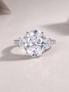Nhẫn Moissanite bạc 925, không gây dị ứng, nhẫn đính hôn/cưới, thiết kế tối giản tinh tế, phù hợp đeo hàng ngày, quà tặng cưới/kỷ niệm/sinh nhật, kèm hộp quà và giấy chứng nhận. - Bạc - Xem 5