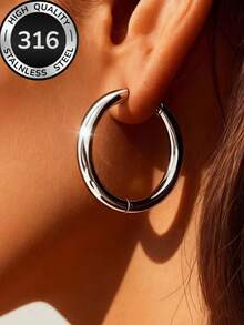 316不锈钢极简Y2K风格小号耳环，适合夏季海滩、通勤等场合，不易褪色 - 小耳圈 - 查看 6