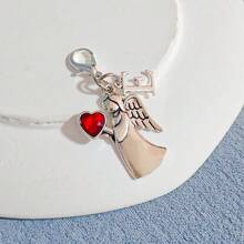 1个精美天使心形钥匙扣，锌合金材质，镶嵌水晶，配有龙虾扣，适合作为情人节、毕业典礼和派对礼物。 - 彩色 - 查看 11