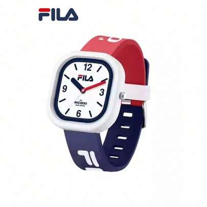 FILA 38-6699 Color Block Square Sugar Silicone Quartz Watch 40mm Large Dial 30M Waterproof Student Couple Sports Wristwatch