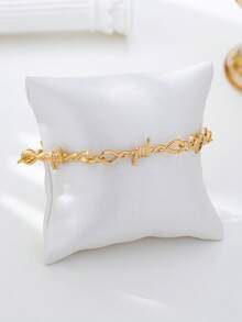 1 chiếc vòng tay bện cao cấp, tối giản, đa năng, thanh lịch, độc đáo, làm từ hợp kim, thích hợp cho nữ đeo hàng ngày. - Xoắn Vàng - Xem 2