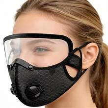 1个可拆卸户外口罩，防尘，可重复使用，男女通用，几何图案，魔术贴闭合，需手洗 - 黑色 - 查看 8