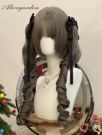 alicegarden 12-Inch Long Synthetic Wig Featuring A Natural Wavy Style In A Stunning Dark Grey. Designed With Bangs , It Is Crafted From Heat-Resistant Fiber To Ensure Durability. This False Hairpiece Is Perfect For Daily Use, Offering A Natural And Realistic Appearance That Mimics Real Human Hair (Excluding Accessories)