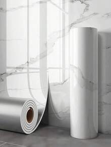 1 Roll 15.7" X 118" Black & White Marble Pattern PVC Wall Sticker, Thick Roll, Suitable For Living Room And Bathroom, Decorative Backsplash, Removable, Waterproof Grey Marble Wallpaper, Ideal For Rental And Home Decor - Multicolor - View 15