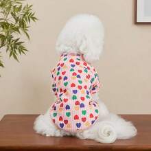 1件宠物T恤，轻薄透气，时尚爱心印花，适合小型犬、吉娃娃、猫咪 - 粉色 - 查看 4